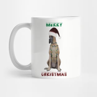 Christmas Great Dane In Santa Hat With Christmas Lights Mug